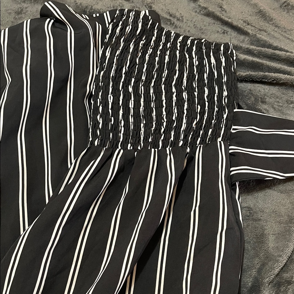 SHEIN Black and White Striped Jumpsuit
